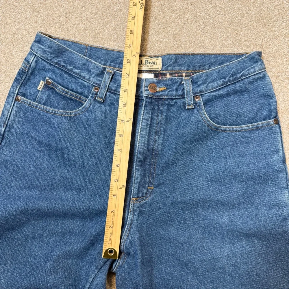 L.L. Bean Jeans Mens 33x29 Blue Flannel Lined Natural Fit Plaid‎ Denim 130657